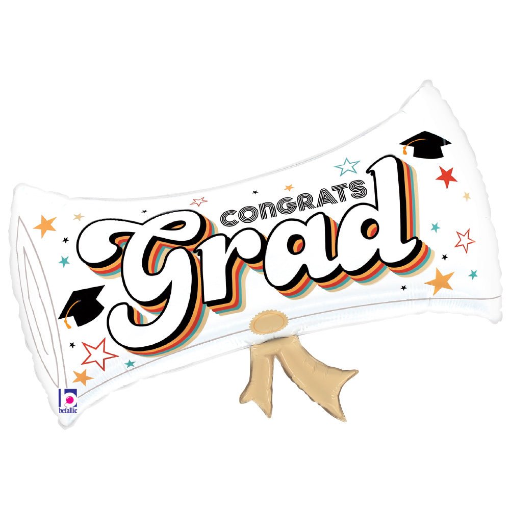 Foil Balloon Retro Grad Diploma