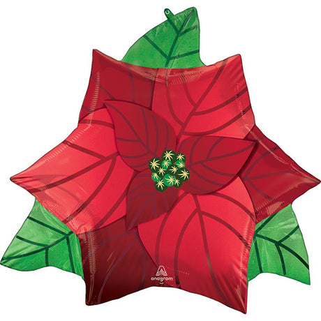 Poinsettia Foil Balloon 26 Inch Satin Infused