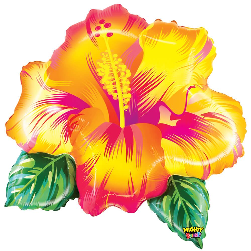Plastic Balloon Tropical Flower Yellow