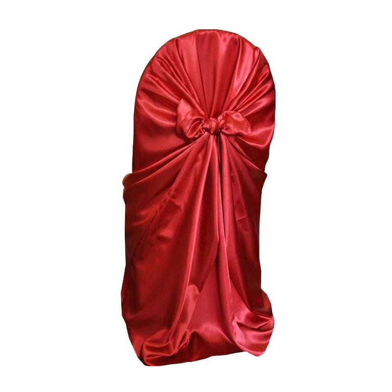 Apple Red Satin Universal Self Tie Chair Cover
