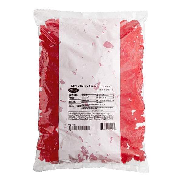 Albanese Strawberry Gummi Bears 5 lb. - 4/Case