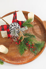 Holiday Pine Pick Buffalo Check Ornament 18 Inch Christmas