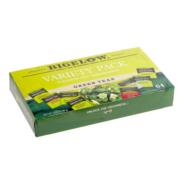 Bigelow Green Tea Bag Variety Tray Pack - 64/Box