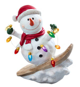 7.4” B/O Lighted Resin Skiing Snowman with Light String