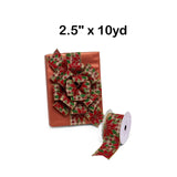 Poinsettia on Red Gingham Wired Ribbon 2.5" x 10 Yards