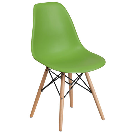 Merrick Lane Elton Series Polypropylene Accent Chair with Metal Braced Wooden Legs