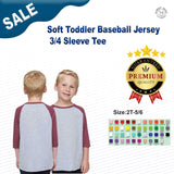 RADYAN® Soft Toddler Baseball Jersey 3/4 Sleeve Tee
