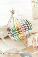 3.5" - 4.5" Iridescent Pastel Glass Ornaments
