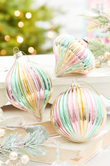 3.5" - 4.5" Iridescent Pastel Glass Ornaments