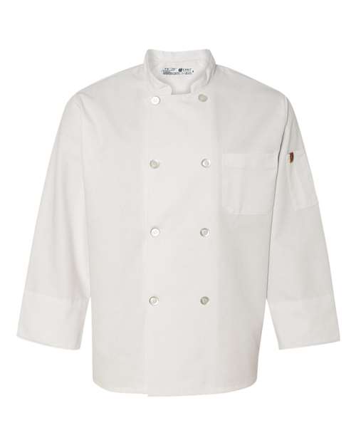 Chef Designs Eight Pearl Button Chef Coat with Thermometer Pocket