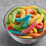 Albanese Large Sour Neon Gummi Worms 4.5 lb. - 4/Case