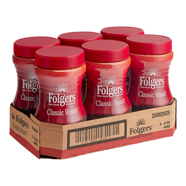 Folgers Classic Roast Instant Coffee 8 oz. - 6/Case