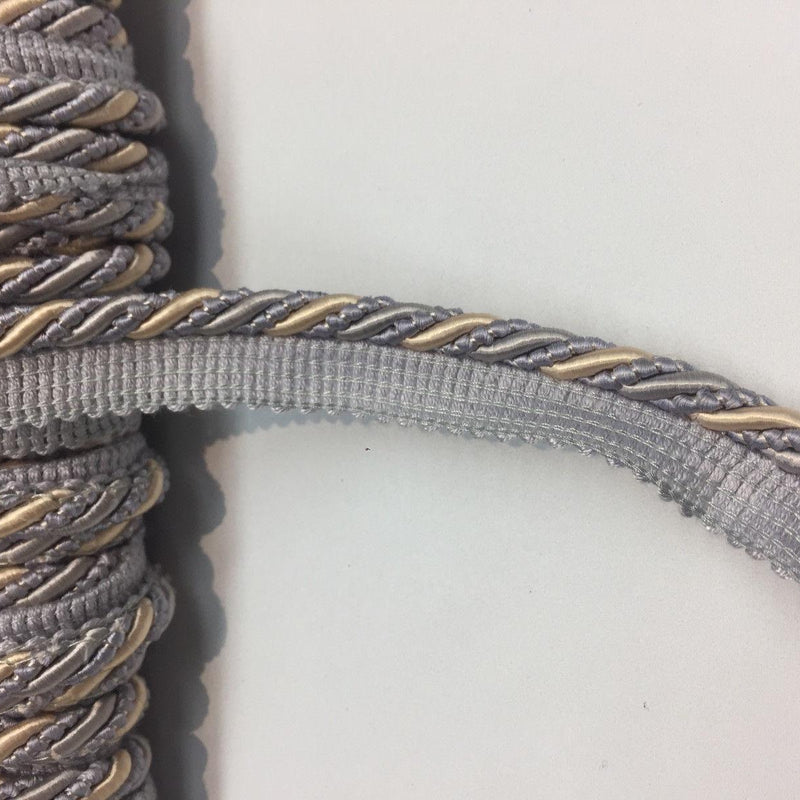 Light Blue With Beige Trim Rope With Gimp Upholstery Fabric - Light Blue/Beige Trim, 3/4" Width (10 Yards)