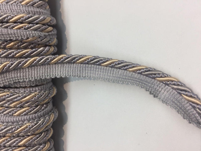 Light Blue With Beige Trim Rope With Gimp Upholstery Fabric - Light Blue/Beige Trim, 3/4" Width (10 Yards)