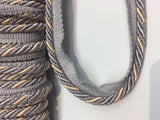 Light Blue With Beige Trim Rope With Gimp Upholstery Fabric - Light Blue/Beige Trim, 3/4" Width (10 Yards)