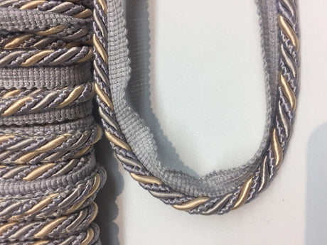 Light Blue With Beige Trim Rope With Gimp Upholstery Fabric - Light Blue/Beige Trim, 3/4" Width (10 Yards)