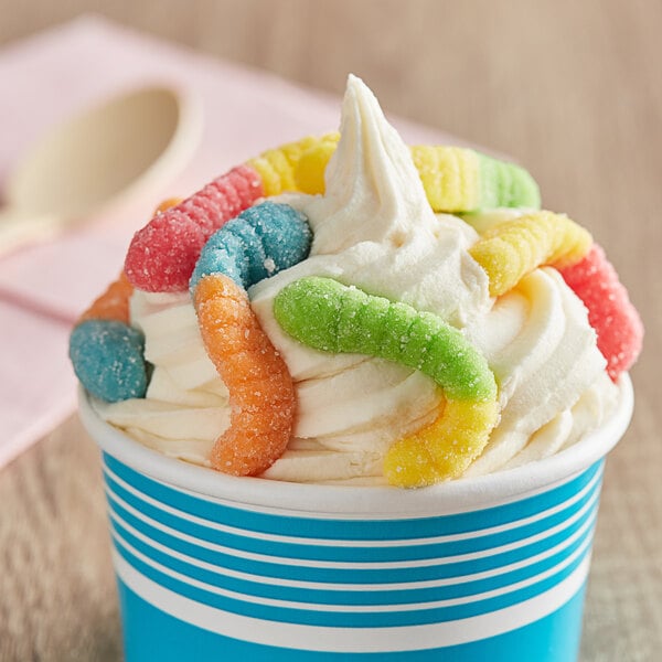 Albanese Mini Sour Neon Gummi Worms 4.5 lb. - 4/Case