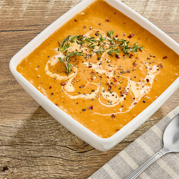 Chef Francisco Roasted Red Pepper and Gouda Soup 4 lb. - 4/Case