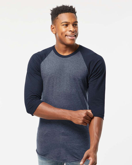 TULTEX® Fine Jersey Raglan Crewneck Three-Quarter Sleeve Tee
