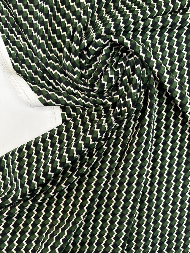 Viscose Crepe Printed Green Black