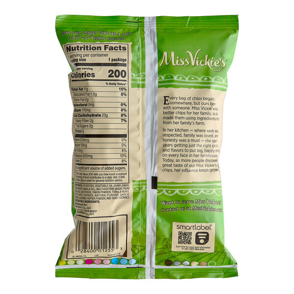 Miss Vickie's Jalapeno Kettle Potato Chips 1.375 oz. - 64/Case