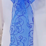 10 Pieces Royal Blue Embroidered Organza Chair Sashes 8"x108" Elegant Wedding & Event Decor