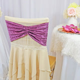10 Pieces Mauve Ruffled Ice Crushed Velvet Chair Bands for Event Decor 8x13 inches