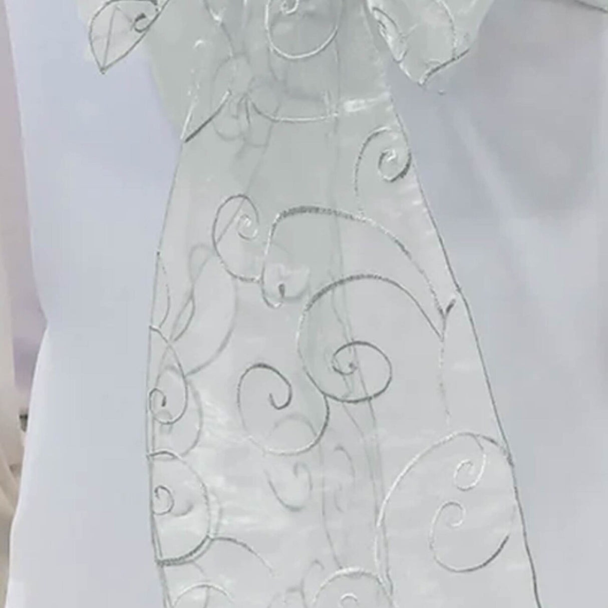 10 Pieces Silver Embroidered Organza Chair Sashes 8"x108" Elegant Event & Wedding Decor