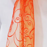 10 Pieces Orange Embroidered Organza Chair Sashes Vibrant Event Decor