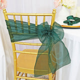 10 Pieces Hunter Green Organza Chair Sashes 8"x108" Holly Green Wedding & Event Decor
