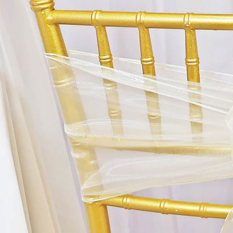 10 Pieces Ivory Organza Chair Sashes 8"x108" Sheer Elegant Wedding & Event Decor