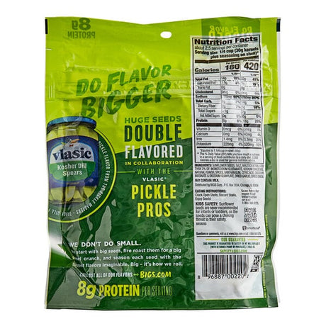 BIGS Vlasic Dill Pickle Flavored Whole Sunflower Seeds 5.35 oz. - 12/Case