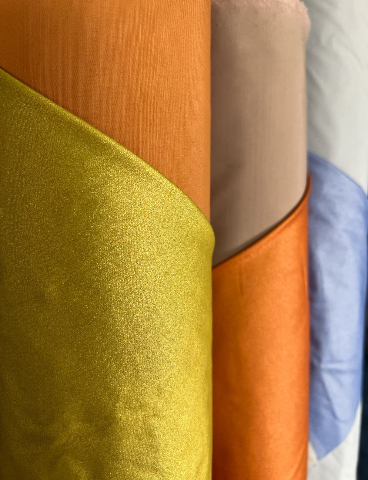 Wool Laminated Coated Fabric Beige Blue Orange