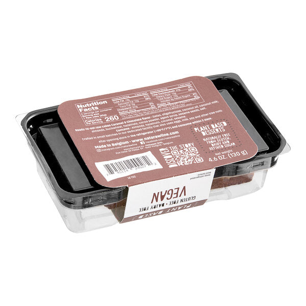 Nats Rawline Plant-Based Vegan Caramel and Chocolate Raw Cake Square Duo Pack 4.6 oz. - 12/Case