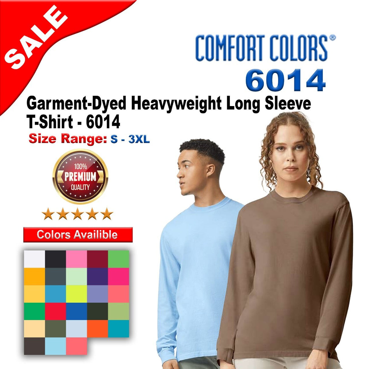 Comfort Colors® Garment-Dyed Heavyweight Crewneck Long Sleeve T-Shirt