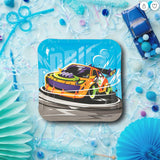 8 Count Orange Race Car Square Paper Dinner Plates 9" Kids Birthday Party