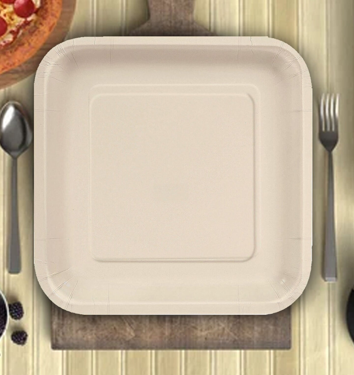 24 Count Ivory Square Paper Dinner Plates 9" Disposable Elegant Party Tableware