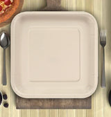 24 Count Ivory Square Paper Dinner Plates 9" Disposable Elegant Party Tableware