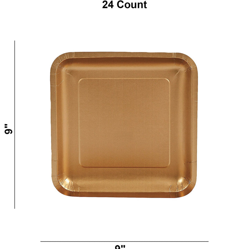 9" Square Paper Dinner Plates 24 Count | Disposable Party Tableware