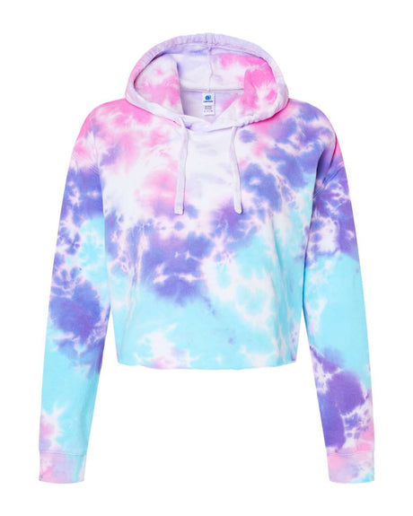Colortone® Women's Tie-Dyed Crop Hooded Sweatshirt