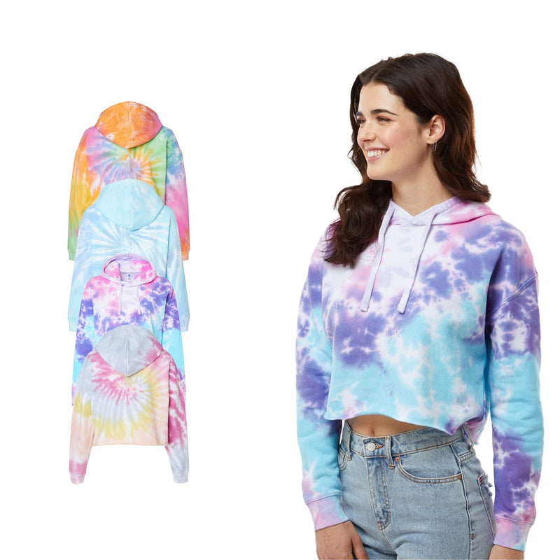 Colortone® Women's Tie-Dyed Crop Hooded Sweatshirt