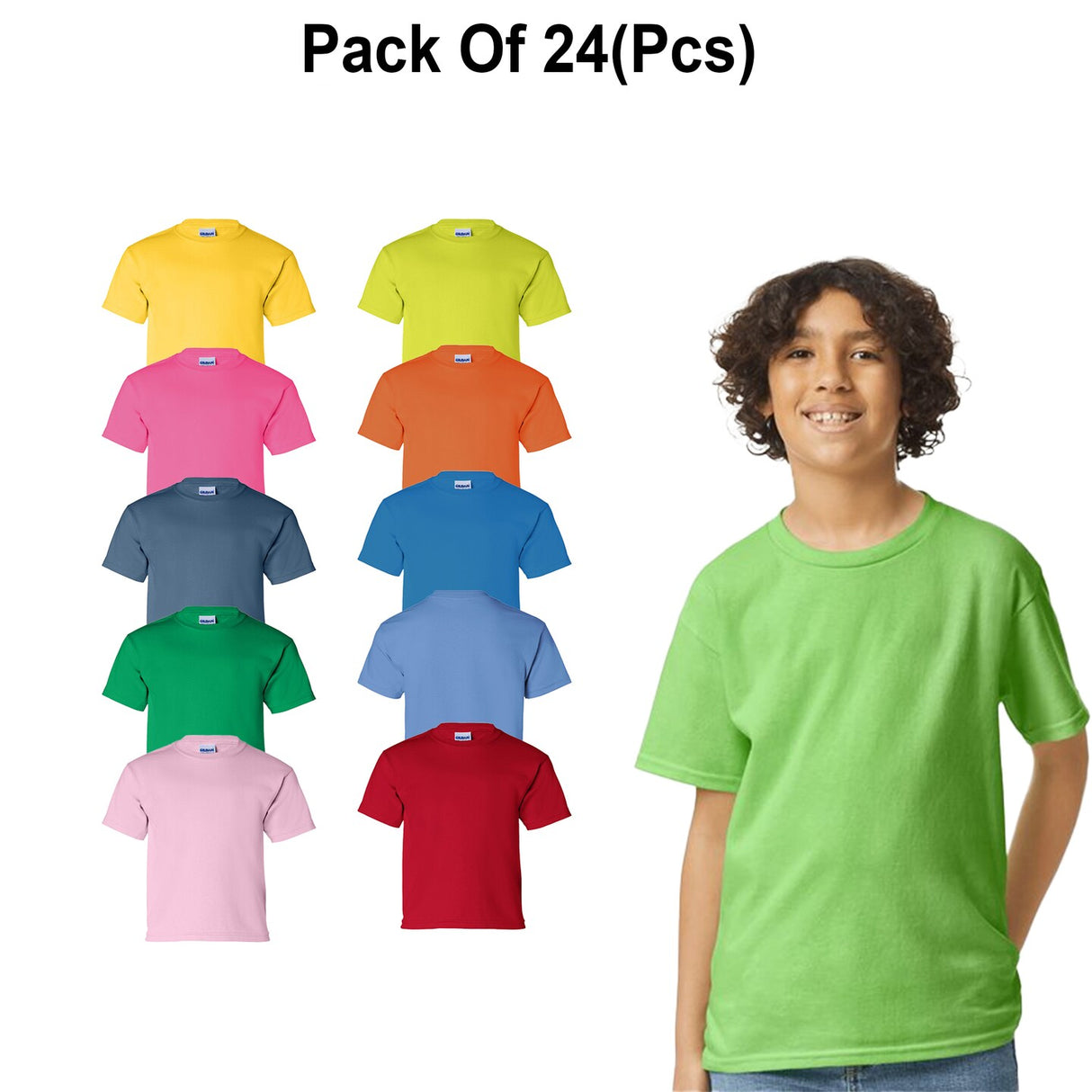 24 Pack: Gildan® Ultra Cotton Youth Short Sleeve Crew-Neck T-Shirts