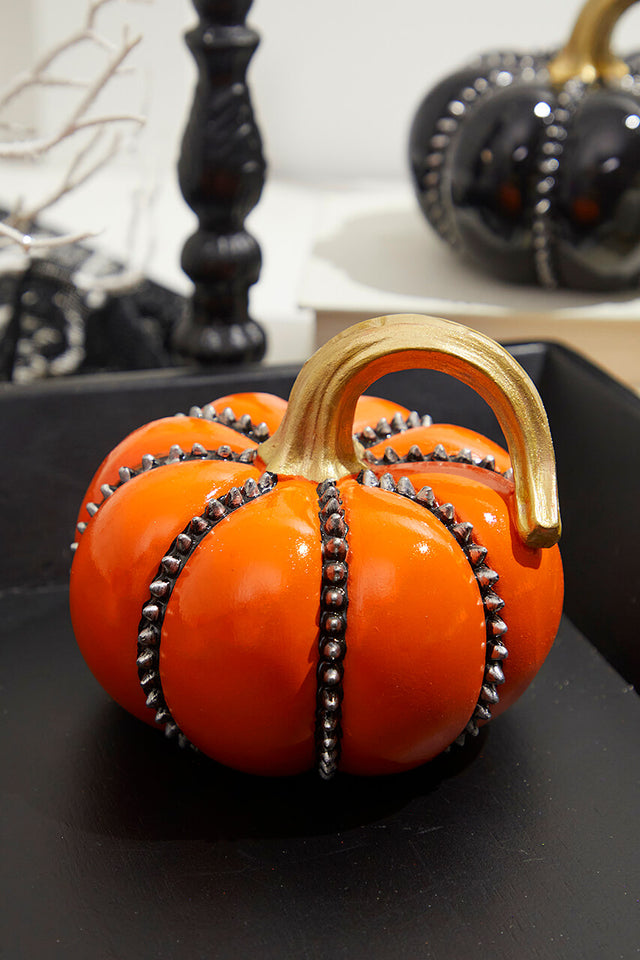 5" Resin Halloween Pumpkin with Spikes