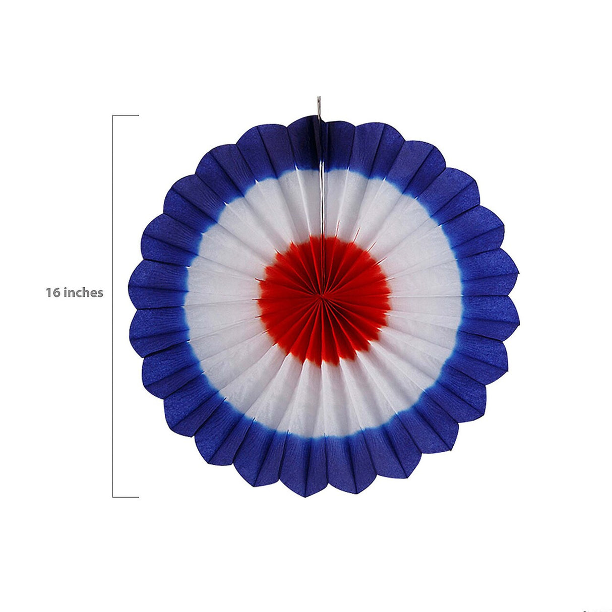 16" Patriotic Red, White & Blue Hanging Paper Fans 6 Pieces