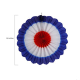 16" Patriotic Red, White & Blue Hanging Paper Fans 6 Pieces