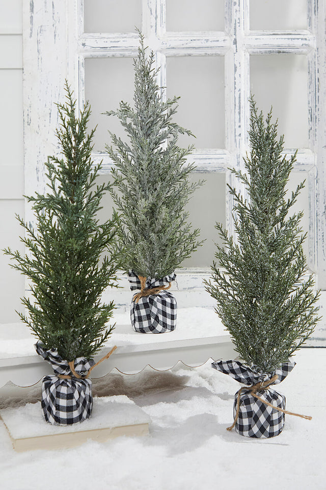 21" Pine Tree With Plaid Fabric