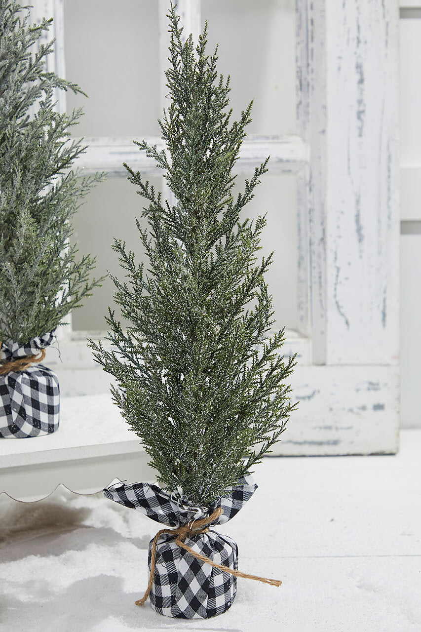 21" Pine Tree With Plaid Fabric