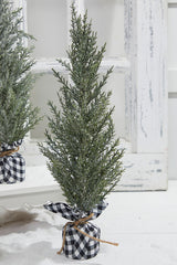 21" Pine Tree With Plaid Fabric