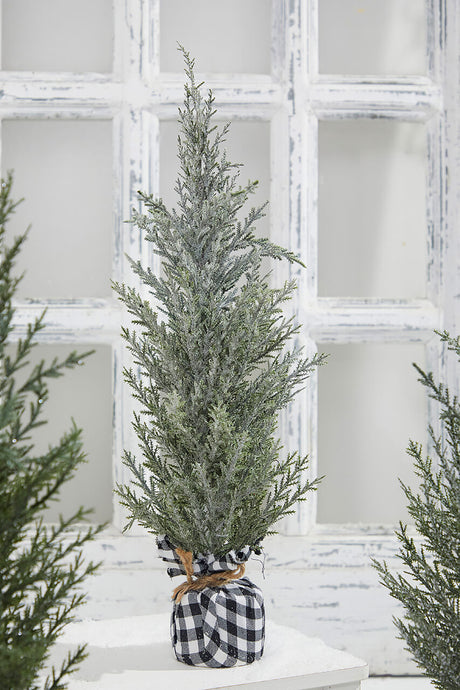 21" Pine Tree With Plaid Fabric