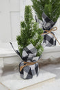 Flocked Pine Tree With Plaid Fabric - Small
